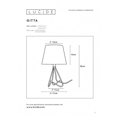 kinkiecik.pl Lampa stołowa GITTA Ø 17 cm 1xE14 Chrome 47500/81/11 Lucide